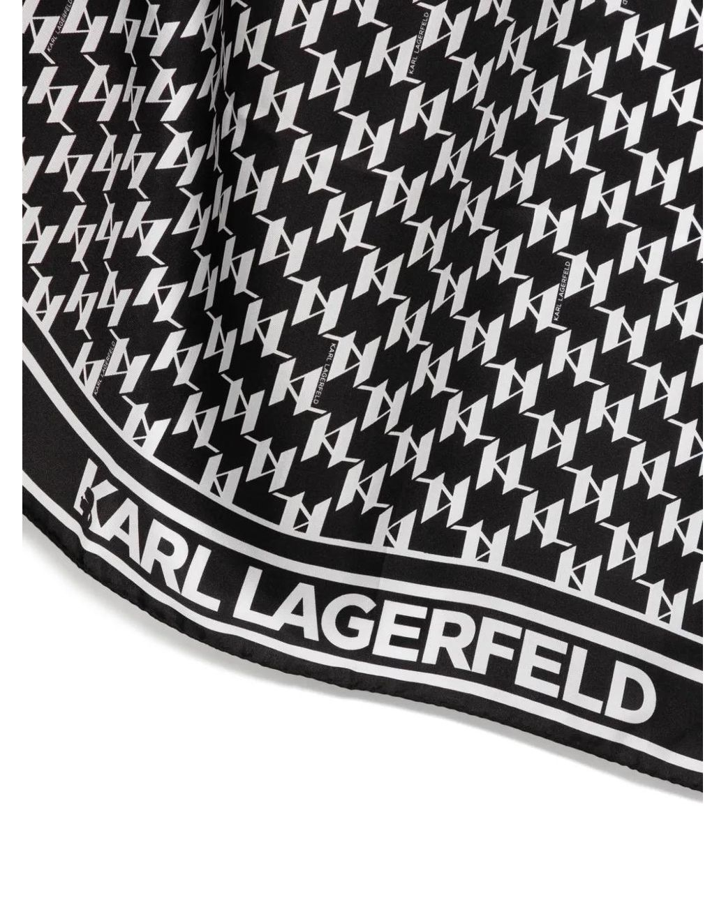 Karl Lagerfeld Black Monogram Silk Scarf