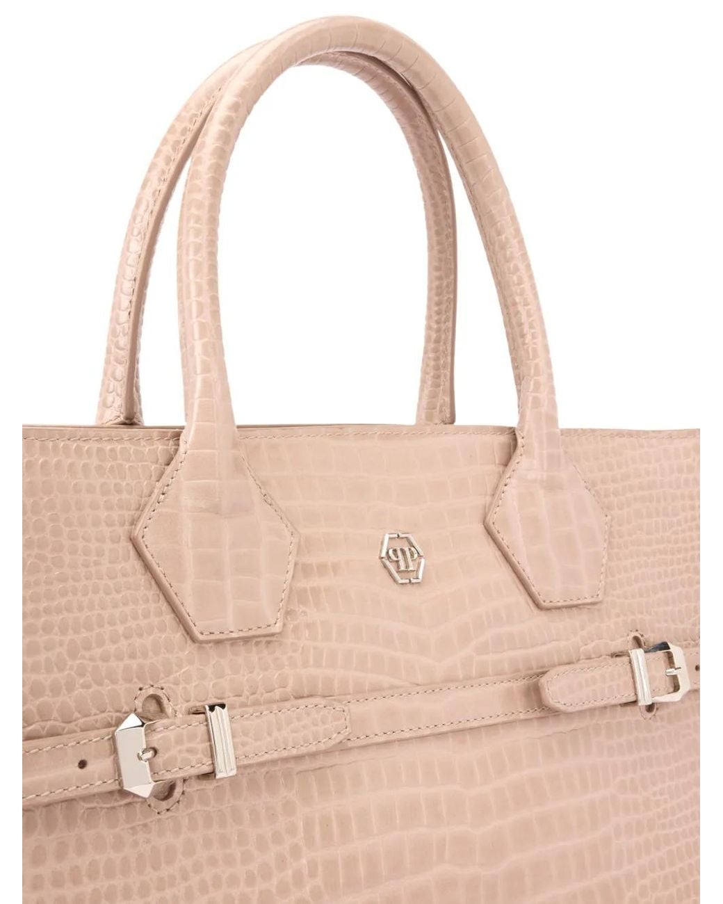 Philipp Plein Natural Crocodile-Effect Tote Bag