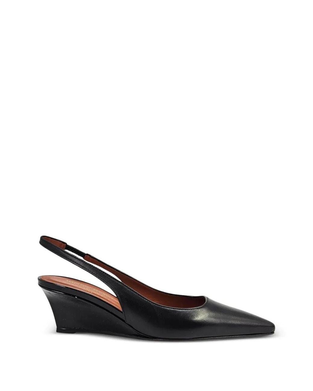 Madison Maison Black Escarpins Compensés Loux En Cuir À Bride Arrière