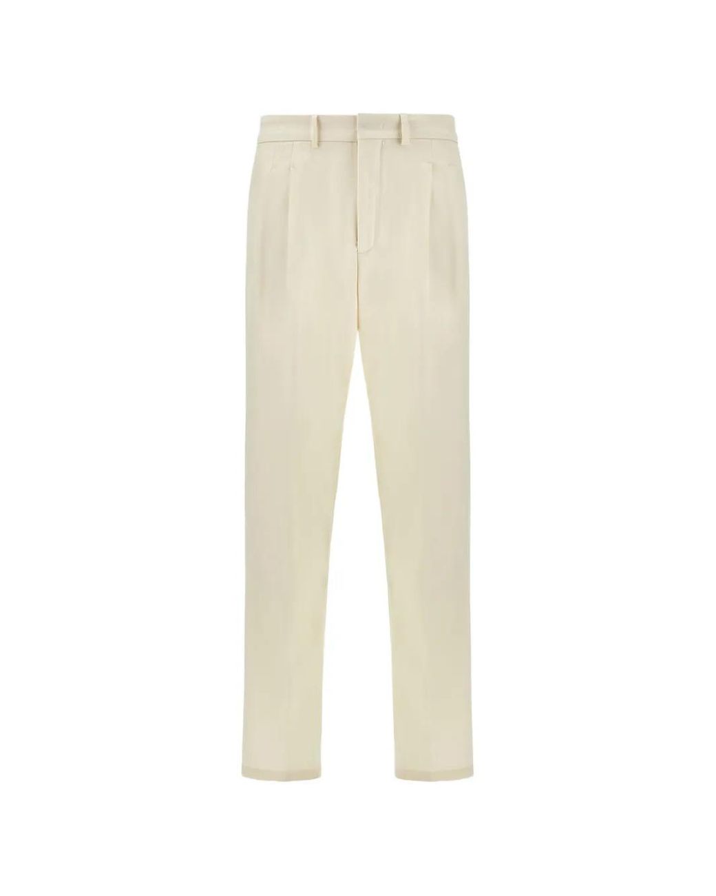 Paul & Shark White Double Pleats Logo Trousers for men