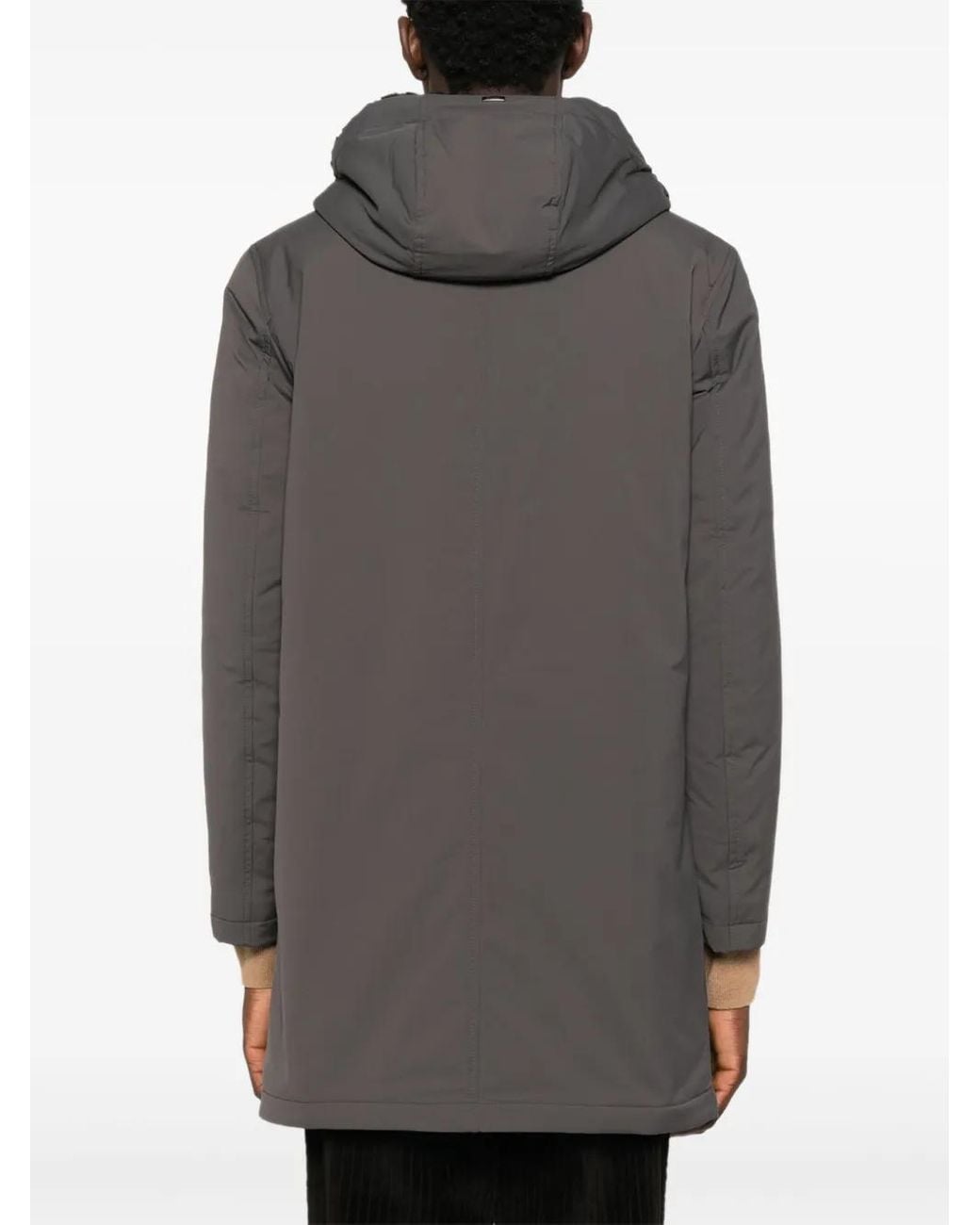 Herno Gray Hooded Coat for men