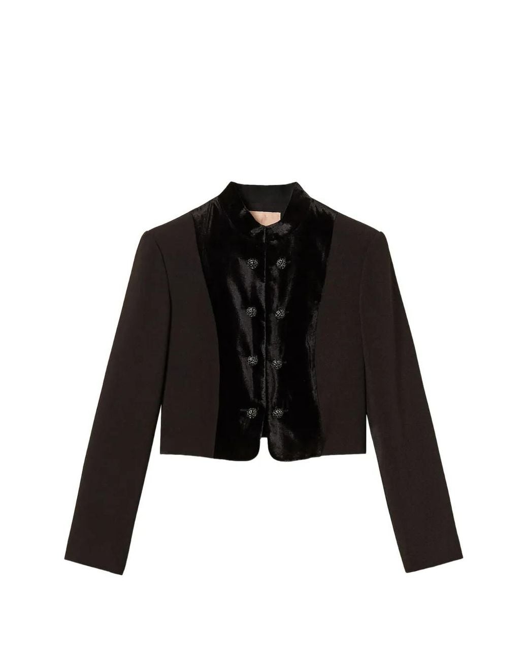 Twinset Black Veste Spencer En Crêpe Et Velours