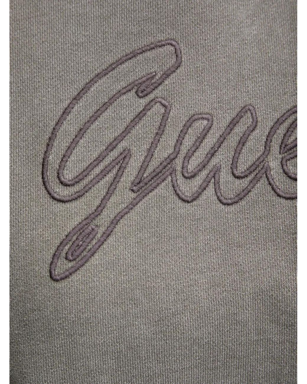 Guess Gray Logo-Embroidered Hoodie