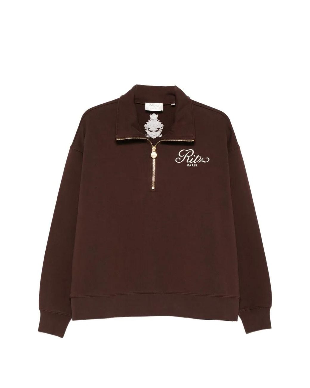 FRAME X Ritz Paris Half-Zip Sweatshirt in Brown | Lyst