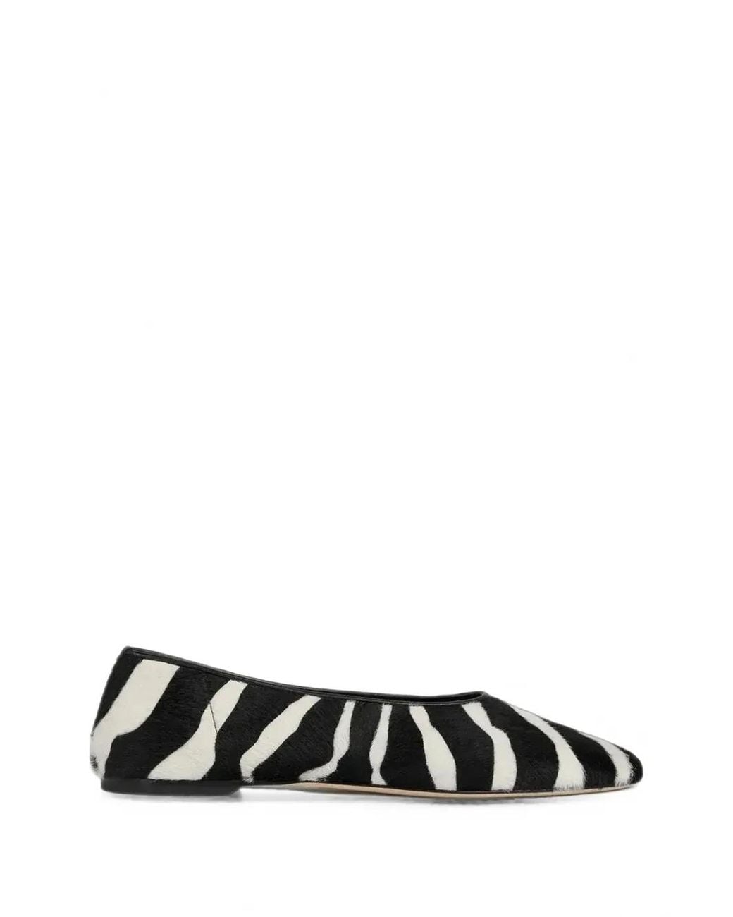 Totême Black Zebra-Print Pony-Hair Ballet Flats