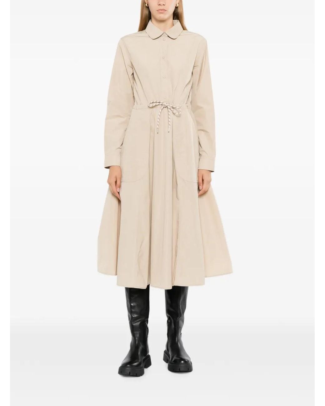 Moncler Natural Robe Mi-Longue À Boutons Pression
