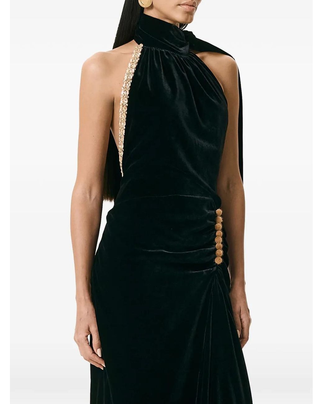 V:PM ATELIER Black Bex Embellished Maxi Dress