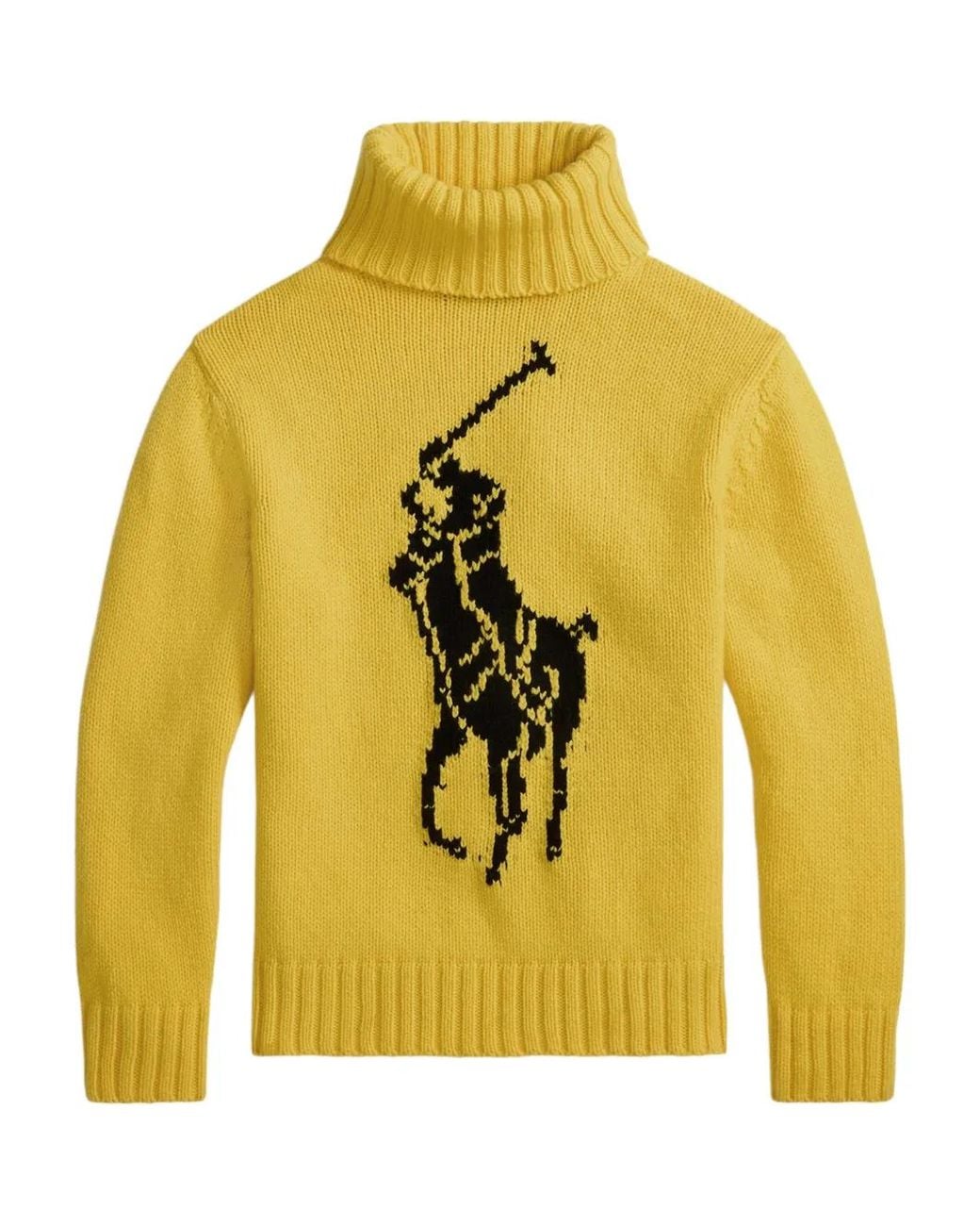 Polo Ralph Lauren Yellow Polo-Player-Intarsia Wool Sweater