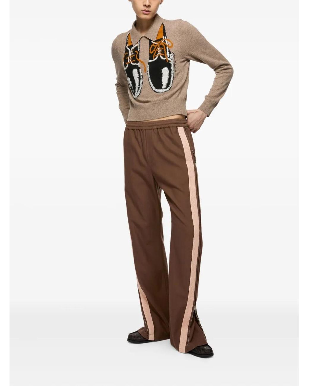 Acne Brown Zip-Up Track Pants for men