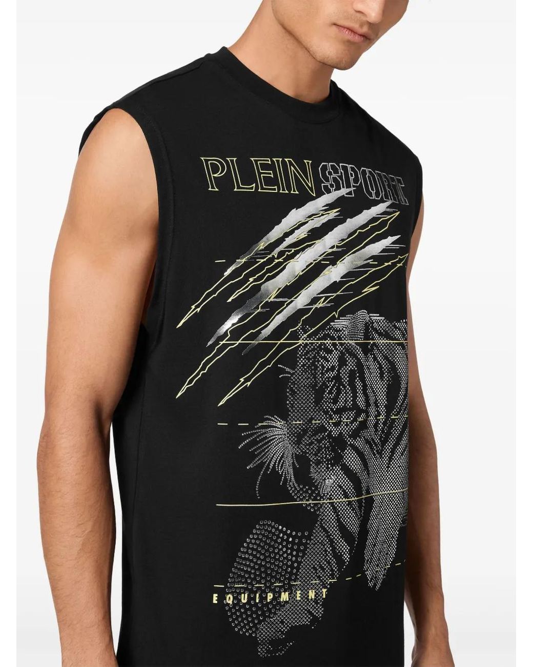 Philipp Plein Black Tiger-Motif Tank Top for men