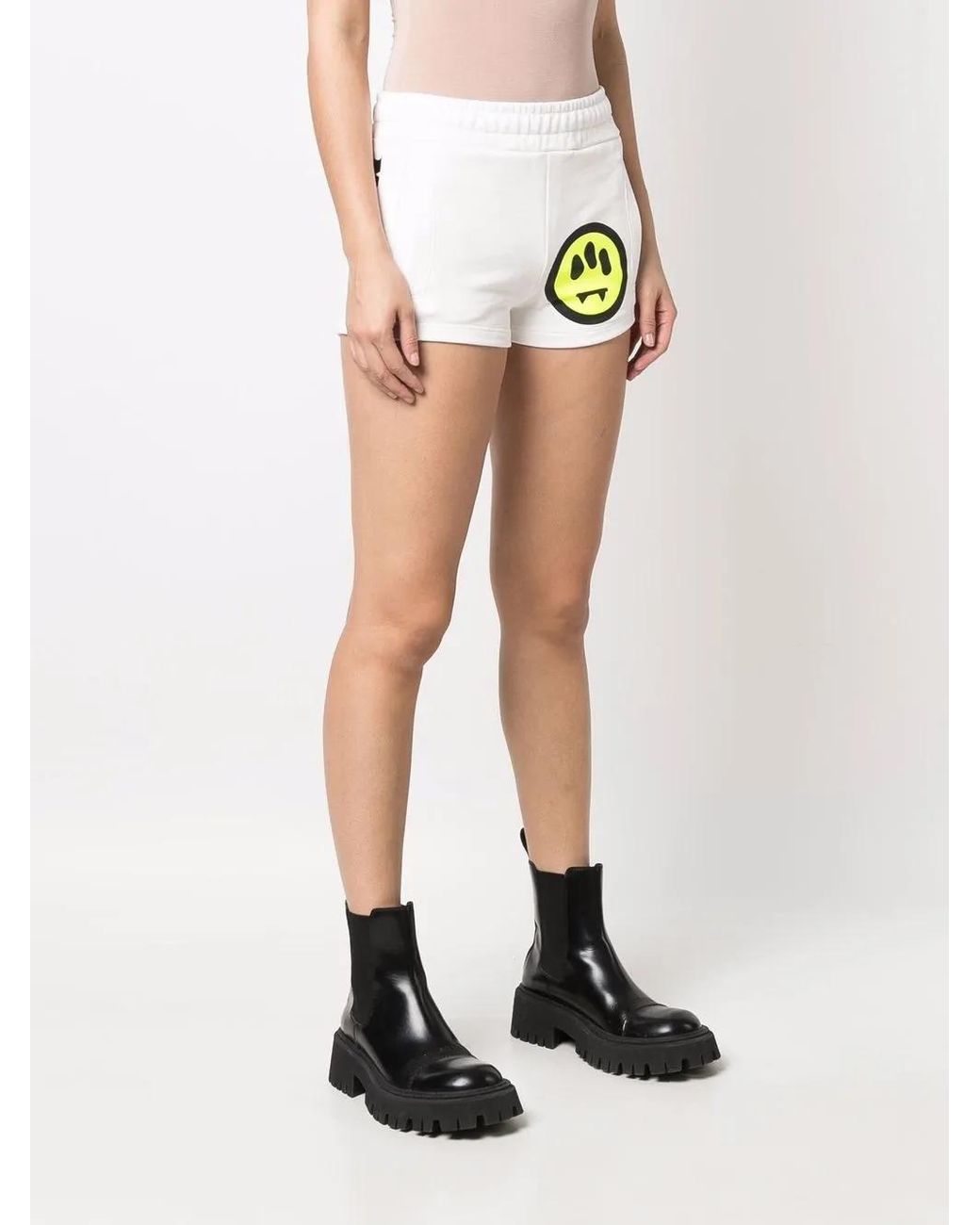 Barrow White Logo-Print Mini Shorts