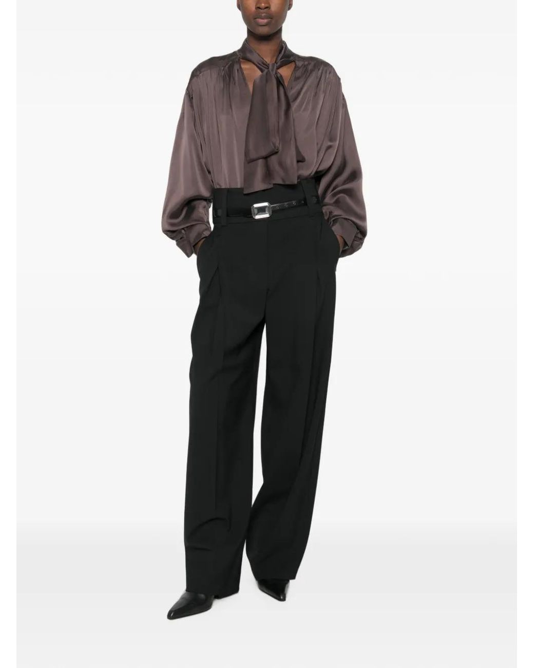 ANDAMANE Brown Mathilda Gathered Blouse