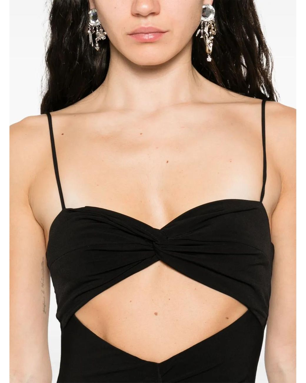 Nissa Black Cut-Out Maxi Dress