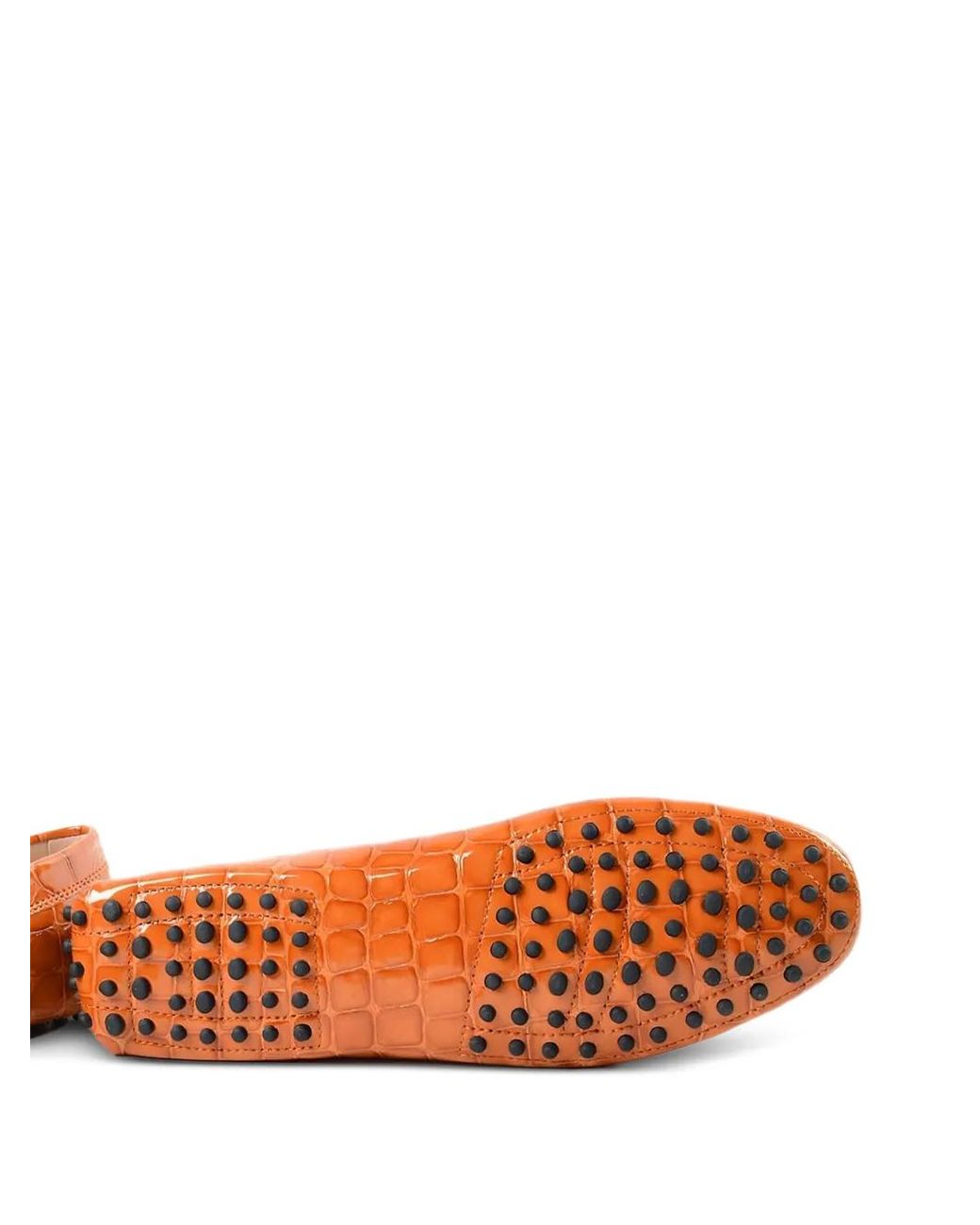 Tod's Orange Corcodile Effect Loafers