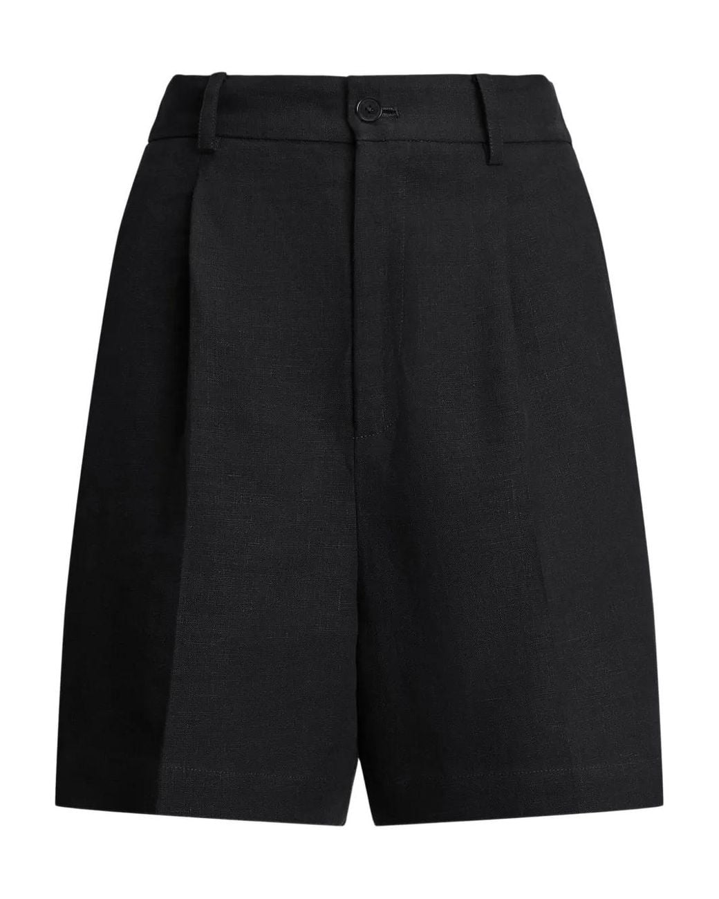 Ralph Lauren Black Pleated Linen Tailored Shorts
