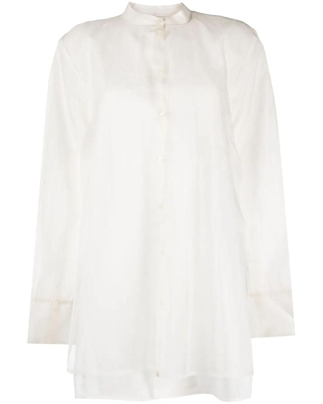 Rohe White Button-Up Band-Collar Blouse