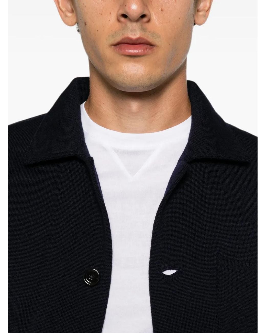 Lardini Blue Button-Up Patch-Pocket Jacket for men