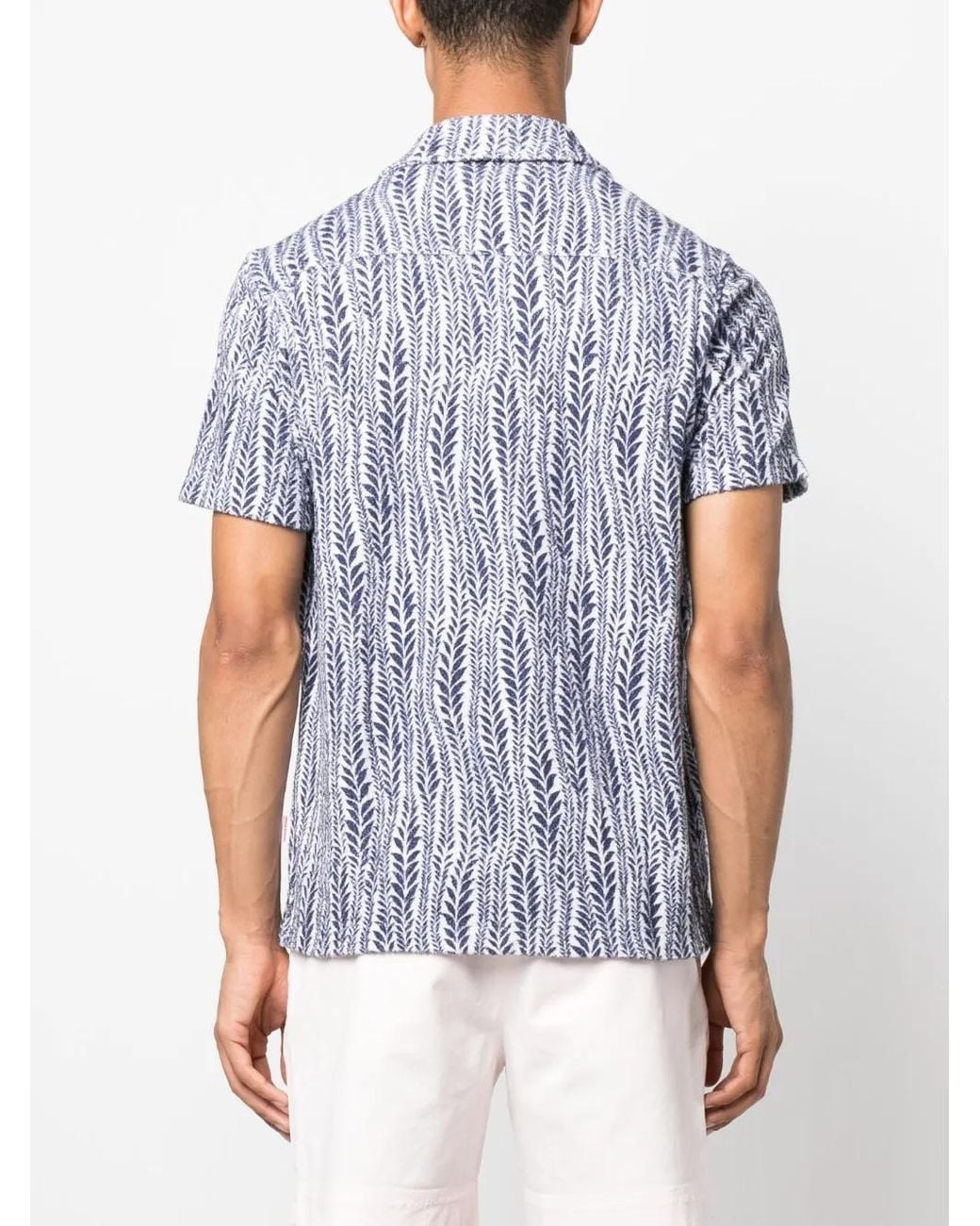 Orlebar Brown Blue Howell Fern Cotton Shirt for men