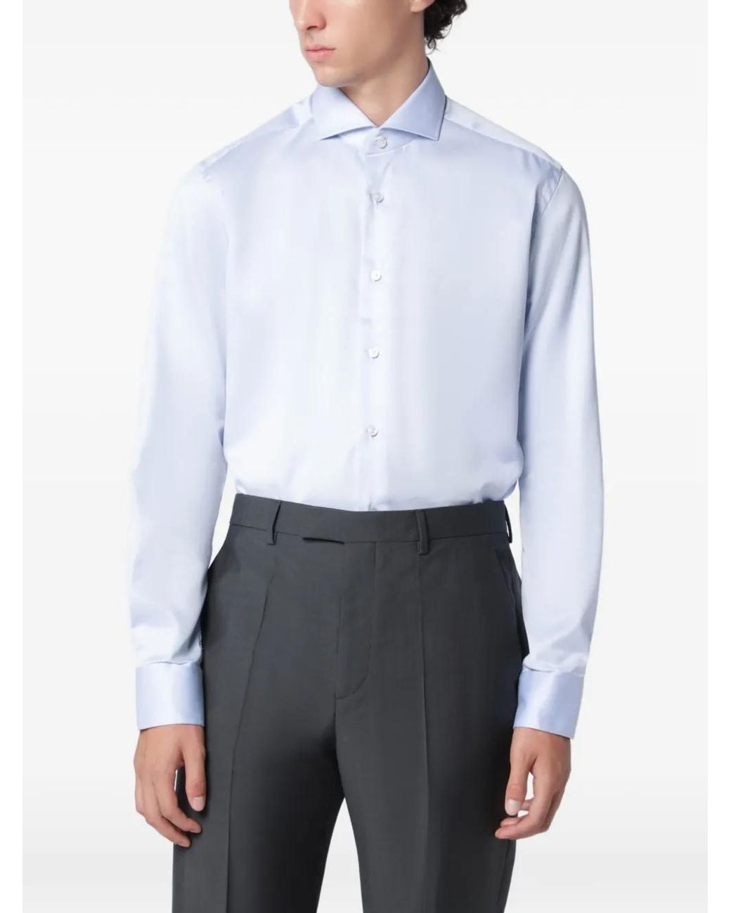 Xacus White Long-Sleeved Cotton Shirt for men