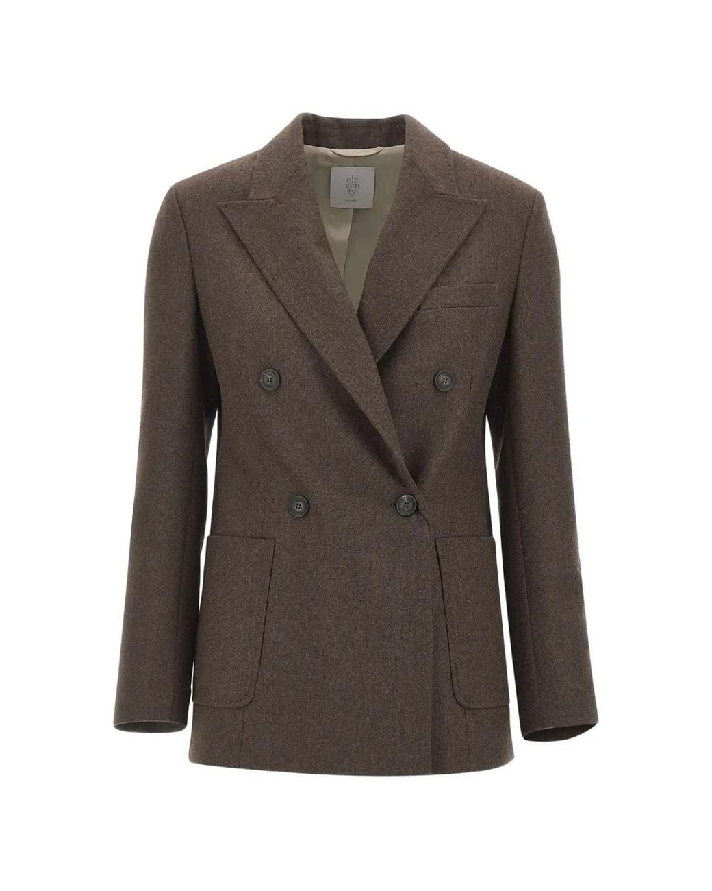 Eleventy Gray Double-Breasted Peak-Lapel Jacket