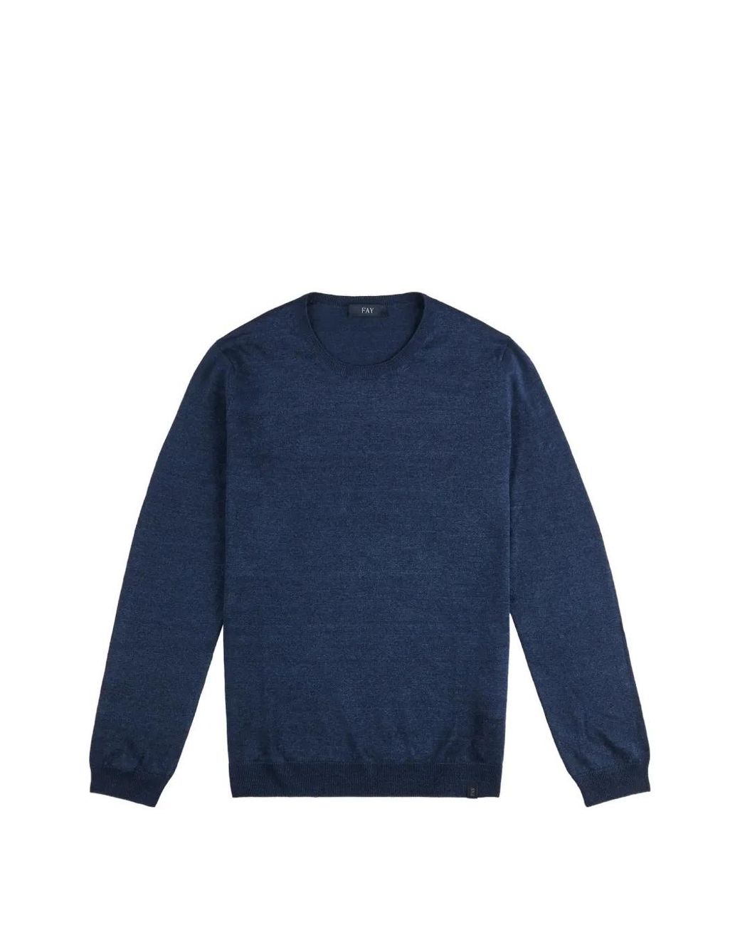 Fay Blue Long-Sleeve Crewneck Sweater for men