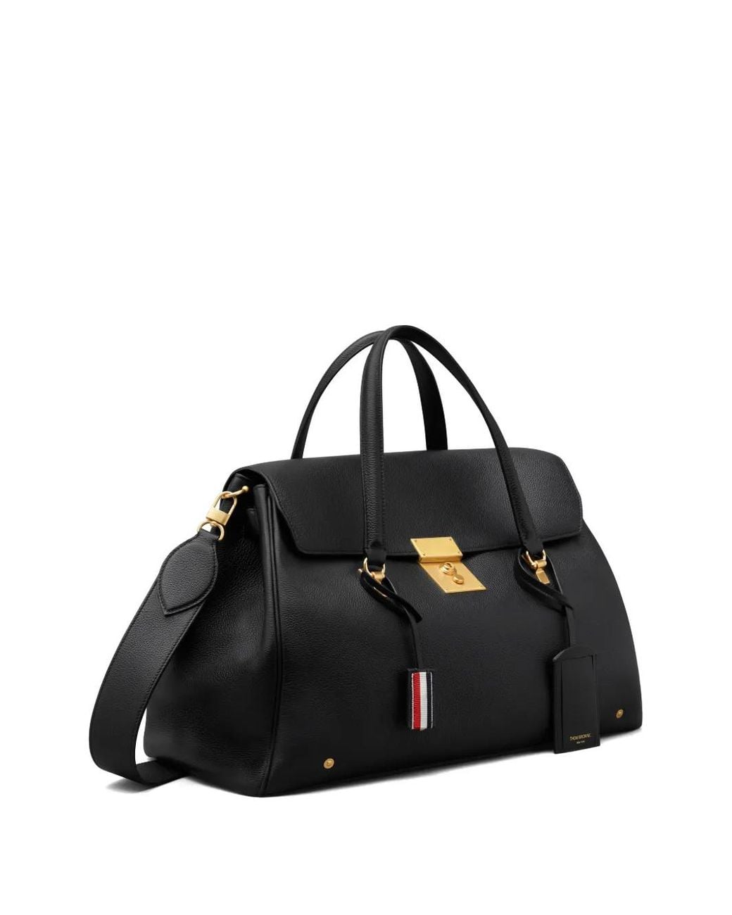 Thom Browne Black Bolton Pebble-Grain Weekender Bag for men