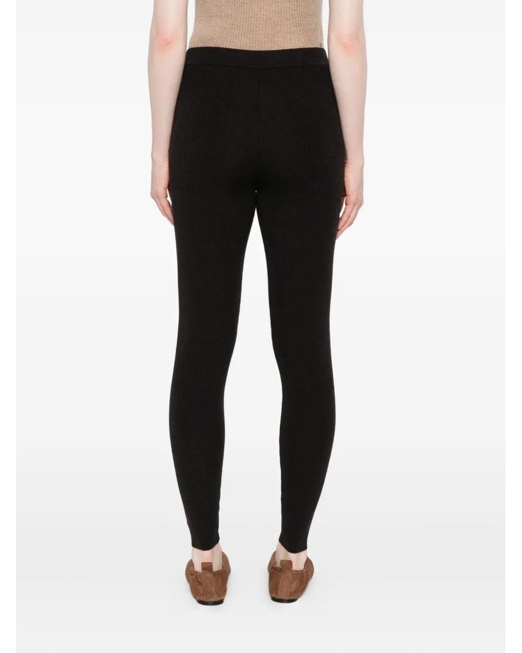P.A.R.O.S.H. Black Ribbed Wool Leggings