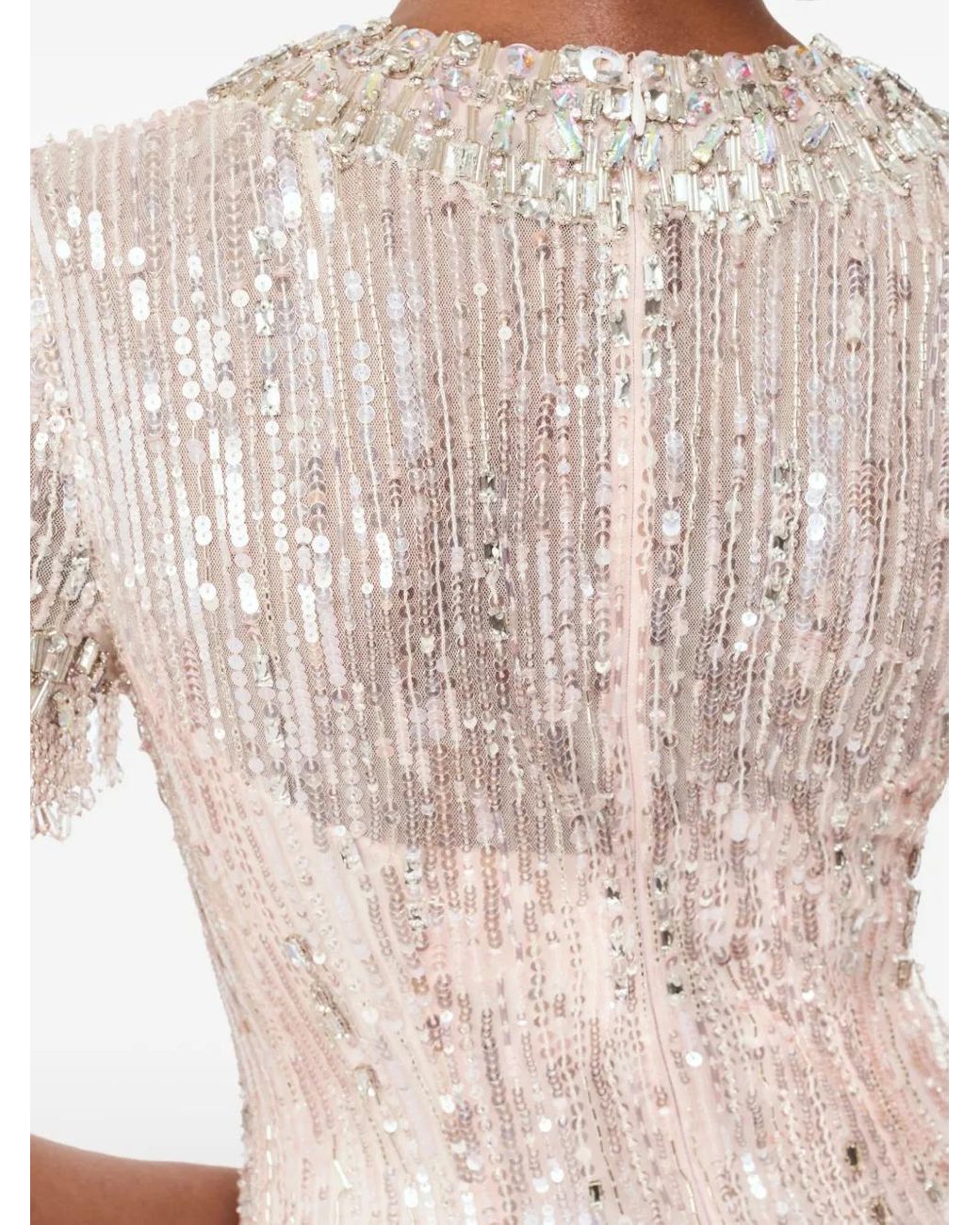 Jenny Packham Metallic Nova Sequin-Embellished Keyhole-Neck Maxi Dress