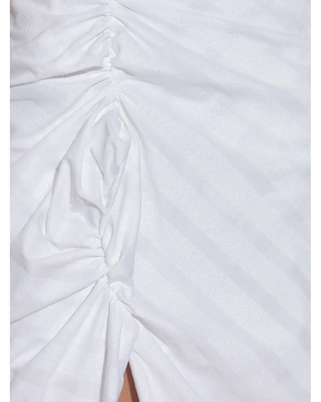 Vivienne Westwood White Striped Cotton Gathered Slit Skirt