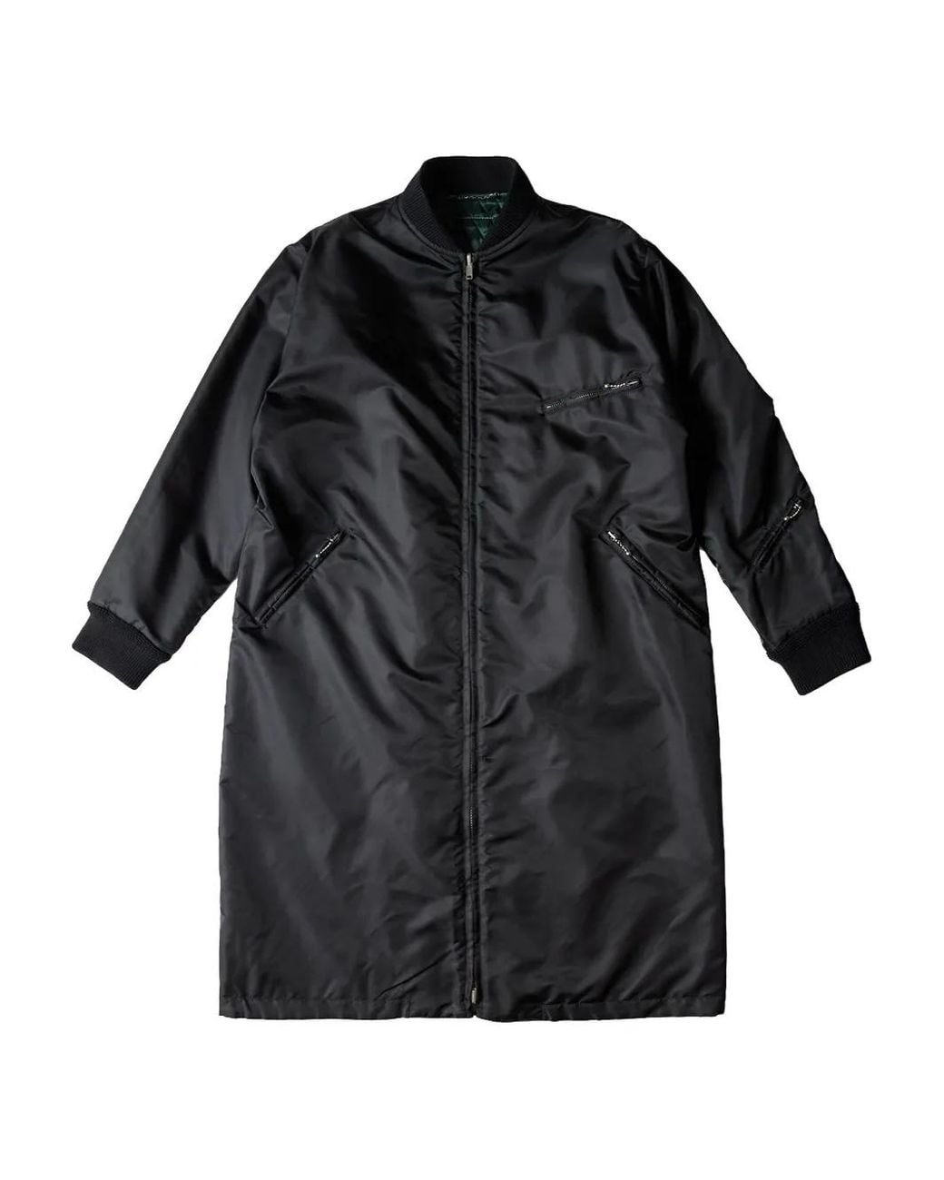 MM6 by Maison Margiela Black Long Zip-Front Bomber Coat for men
