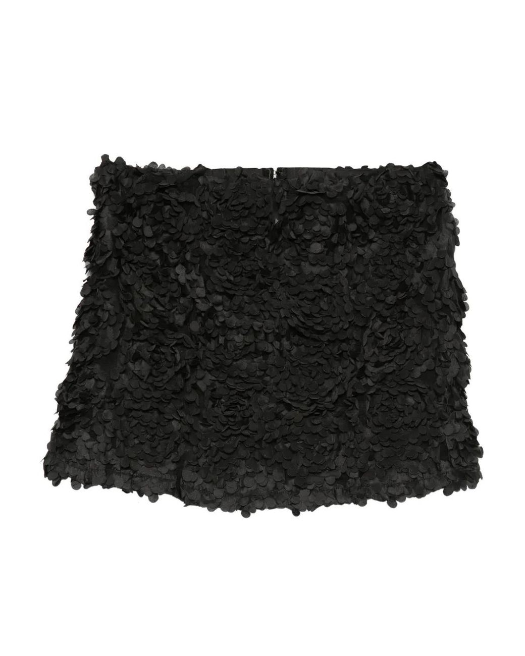 ..,merci Black Ruffled Top