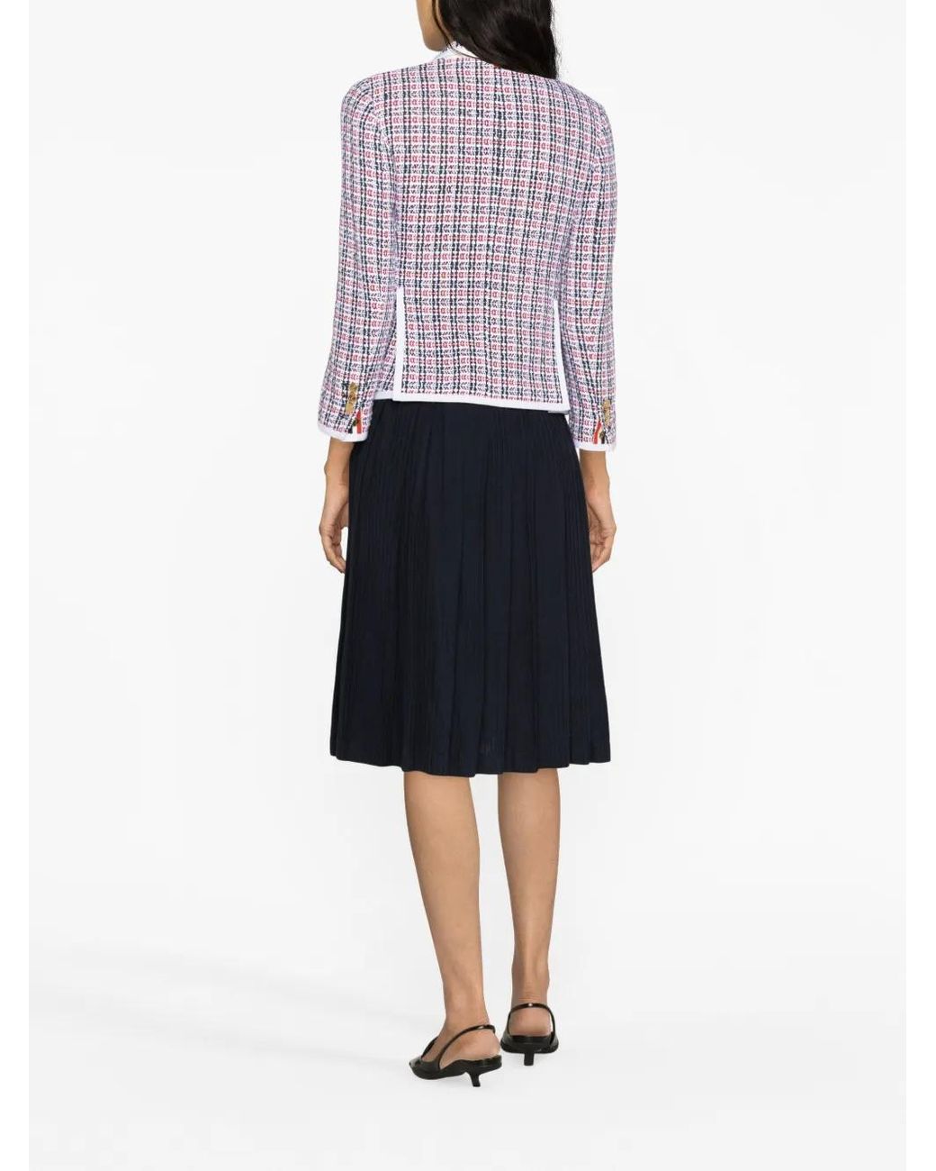 Thom Browne Red Check-Pattern Tweed Jacket