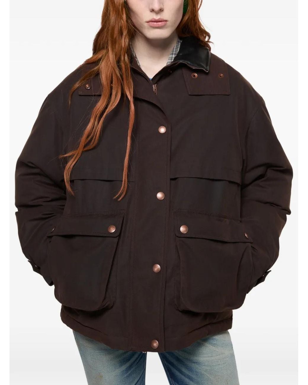 Acne Brown Solid High-Neck Jacket