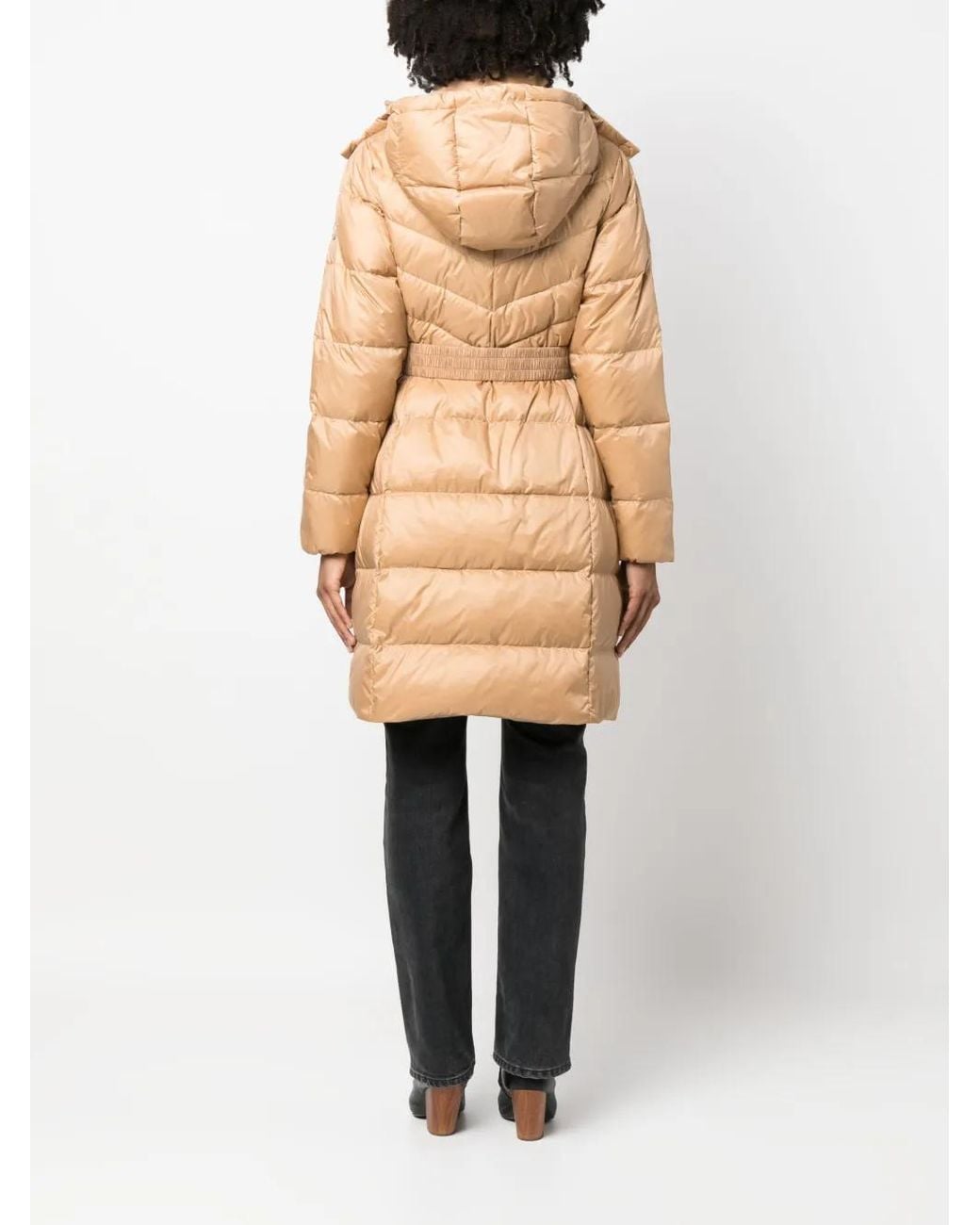 Twinset Natural Hooded Belted Puffer Coat