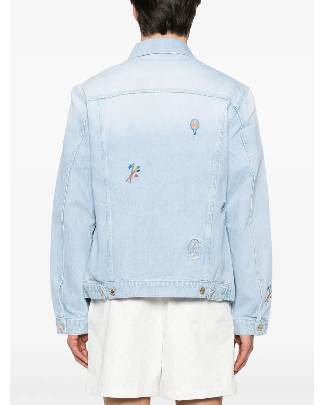 Casablanca Blue Embroidered Denim Jacket for men