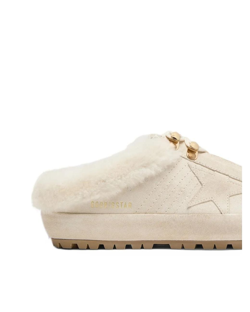 Golden Goose Deluxe Brand White Super-Star Sabot Suede-Upper-And-Star Shearling-Lining Sneakers