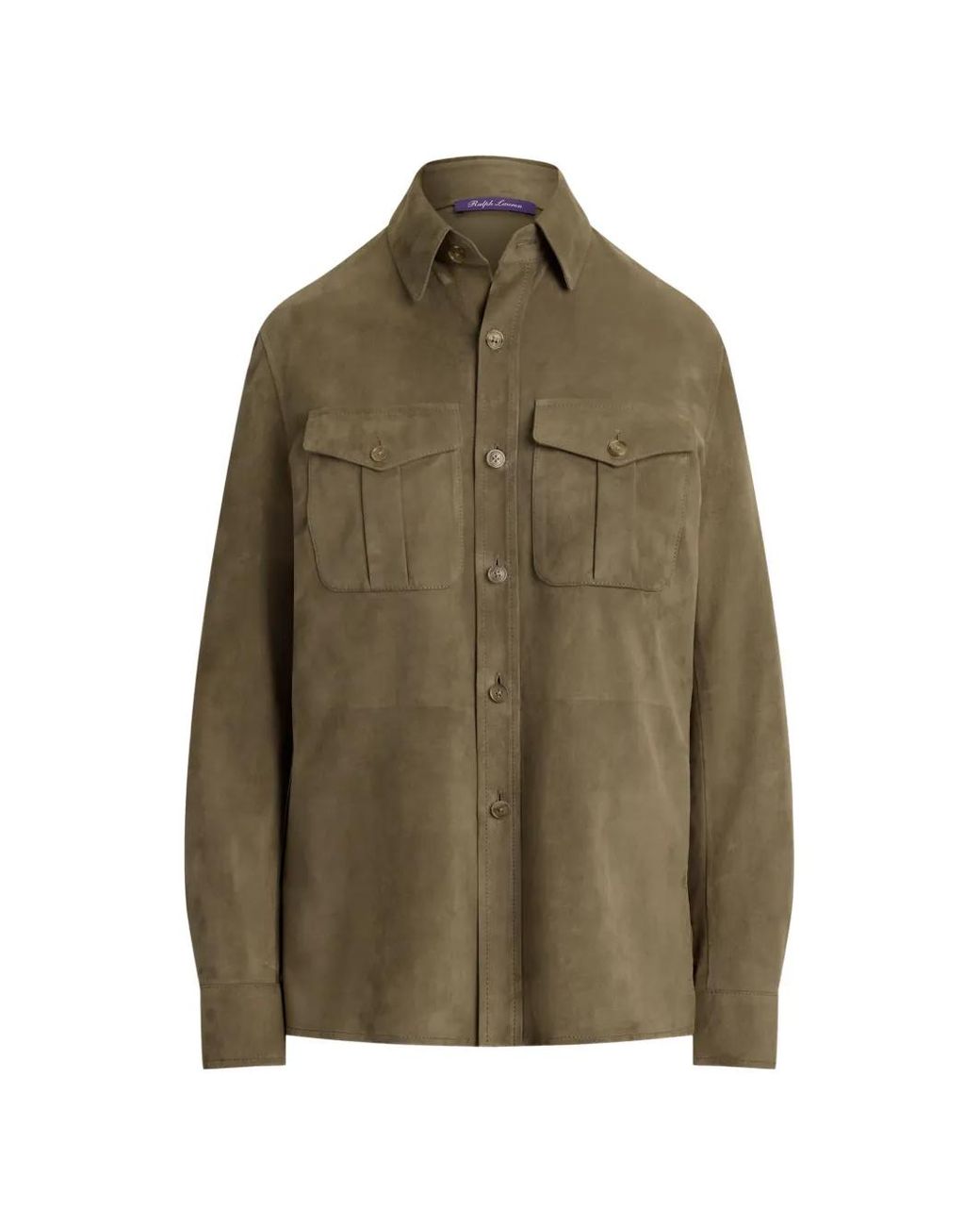 Ralph Lauren Green Landry Lamb-Suede Shirt
