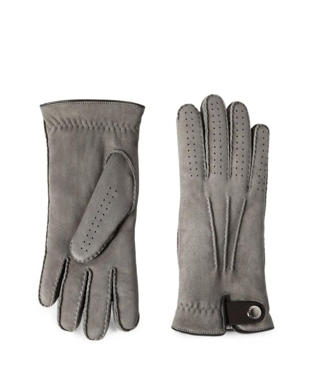 Brunello Cucinelli Gray Suede Shearling Gloves for men