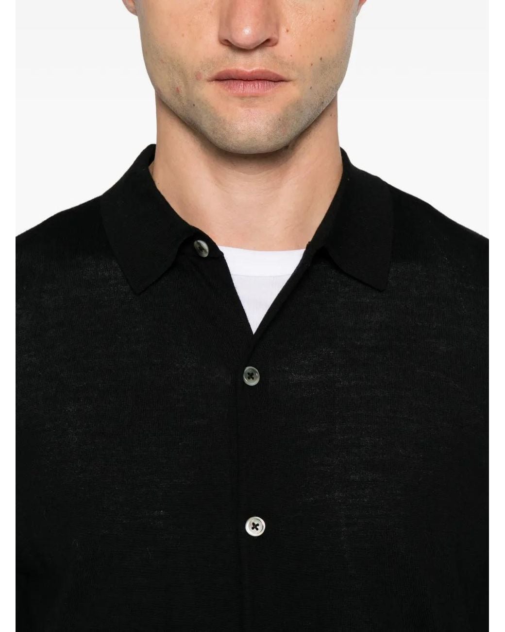 ÉPHÉMÈRE Black Button-Up Collar Cardigan for men