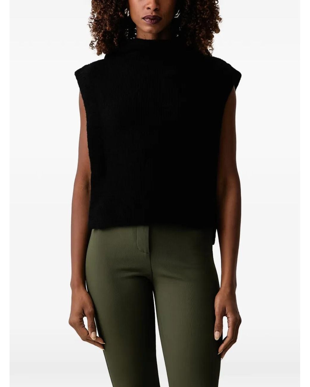 Patrizia Pepe Black Hooded Knitted Vest