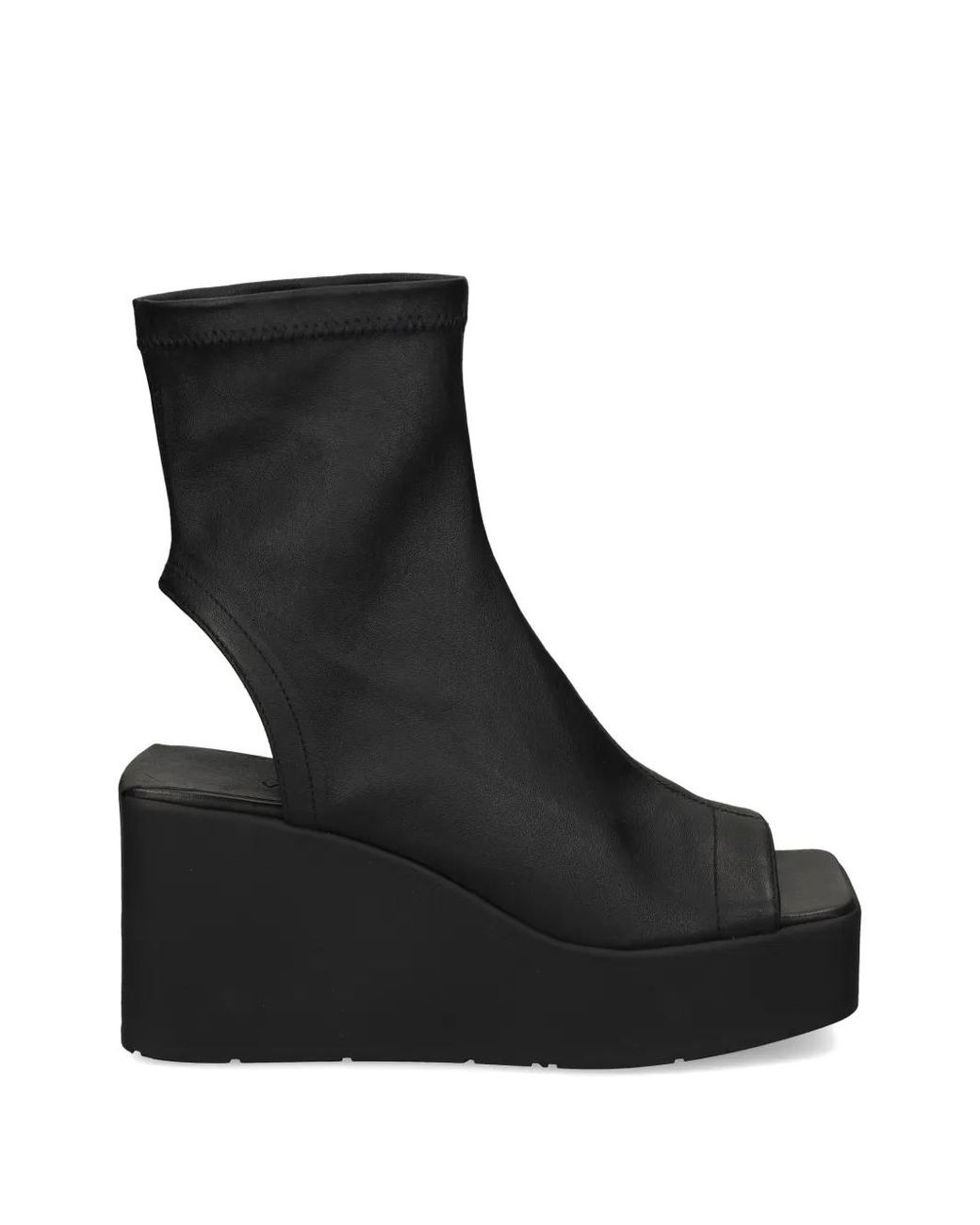 Vic Matié Black Cut-Out Wedge Sandals
