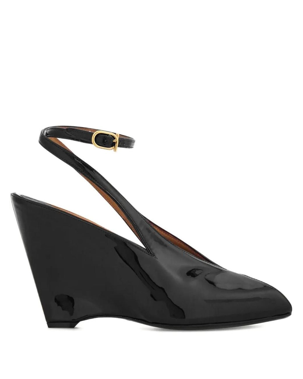 Ferragamo Black Leather Wedges