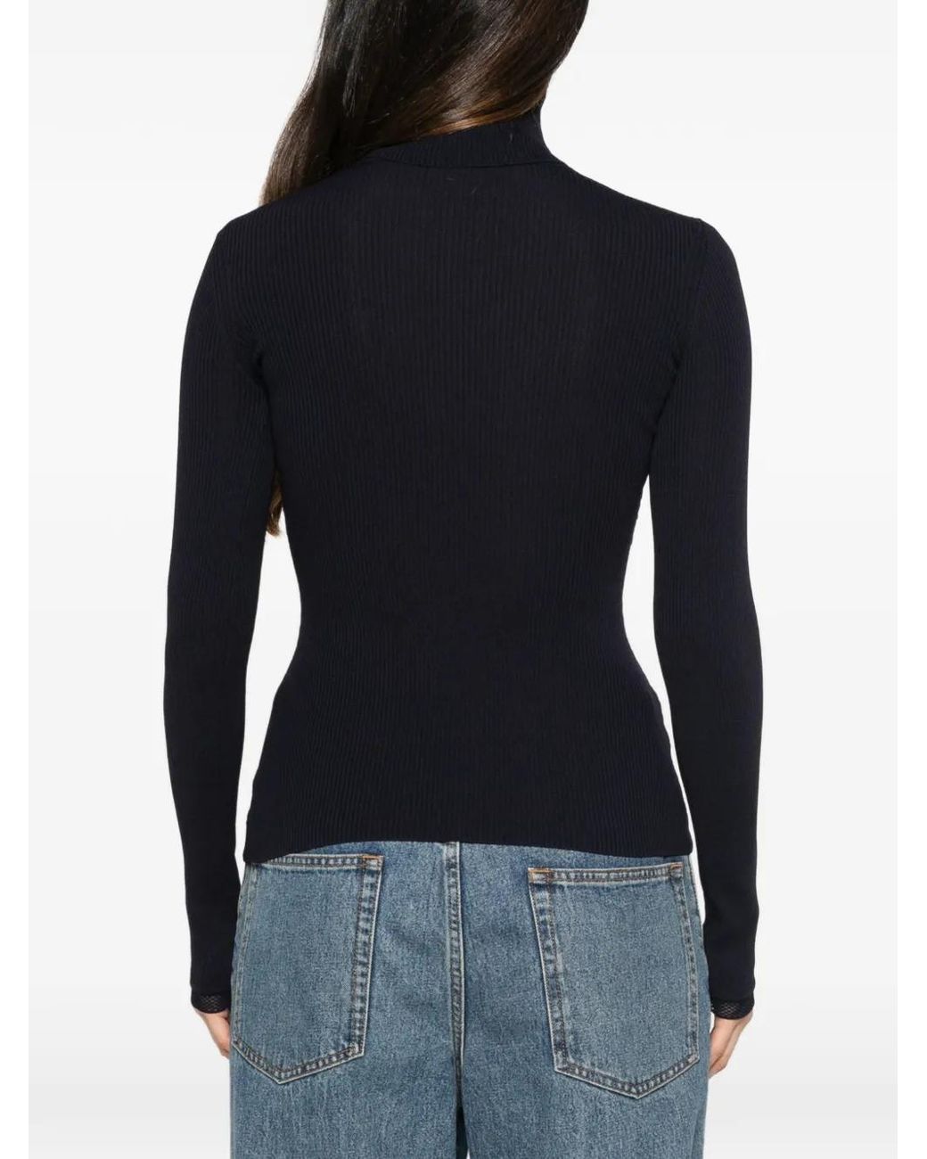 Elisabetta Franchi Blue Logo-Plaque Roll-Neck Sweater