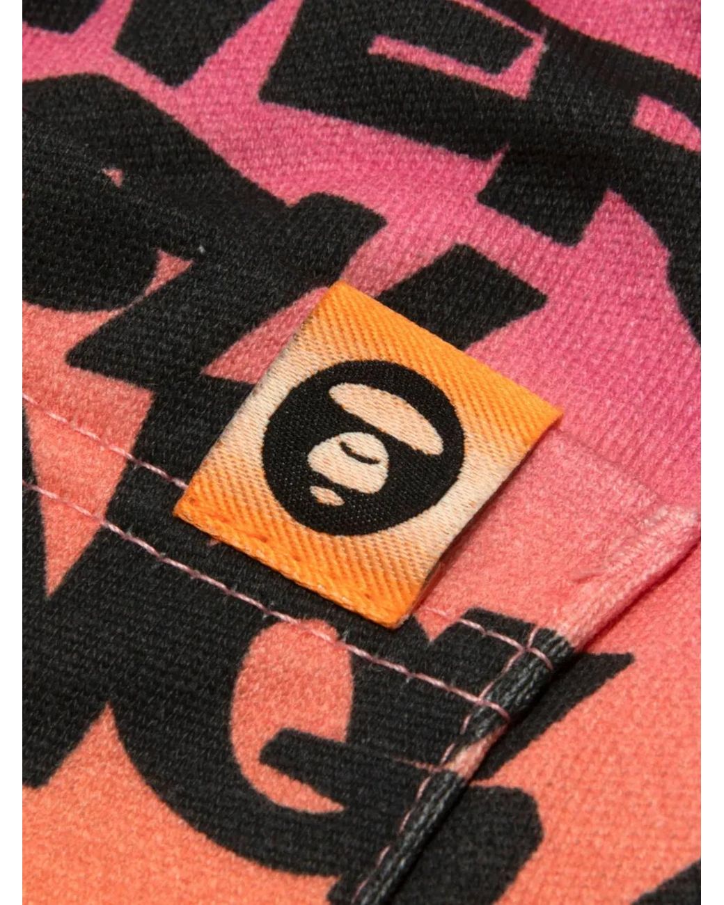 Aape By A Bathing Ape Orange Graffiti-Print Cotton Shorts for men