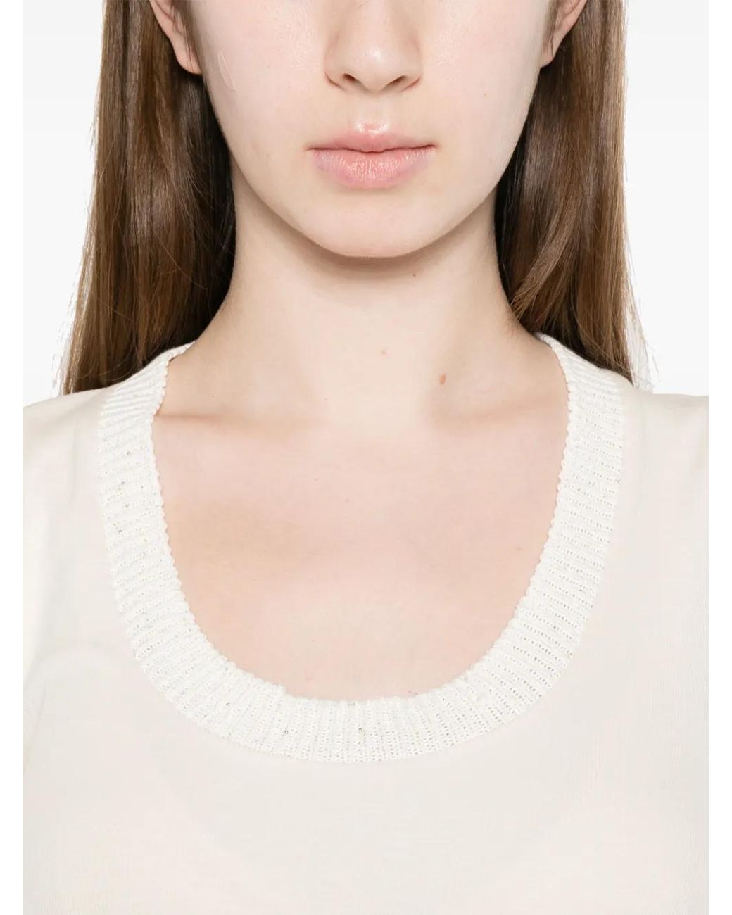 Fabiana Filippi White Round-Neck Top
