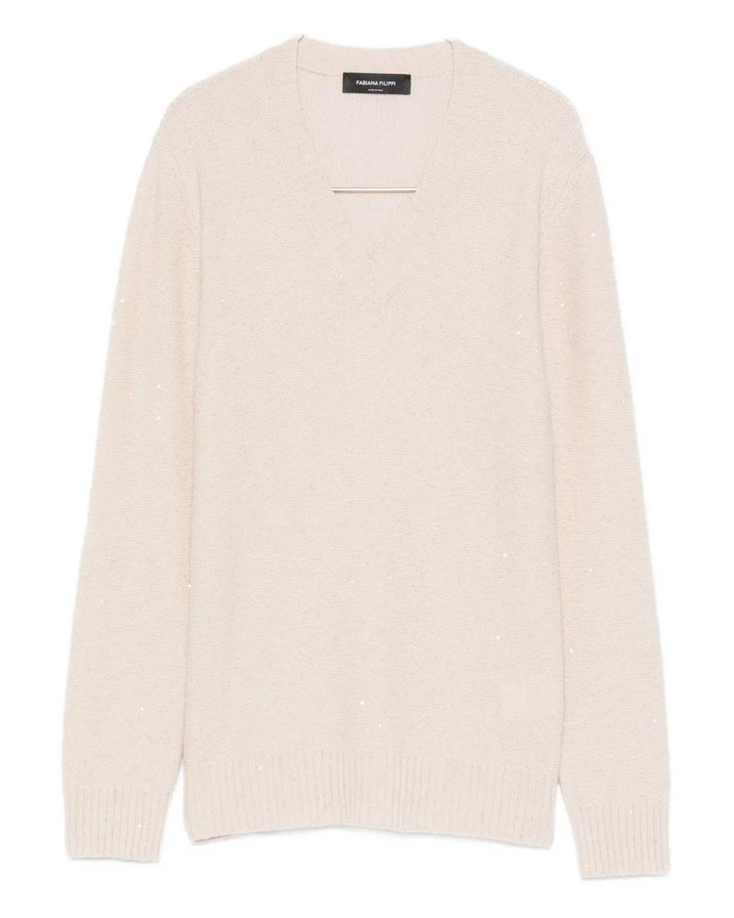 Fabiana Filippi Natural V-Neck Sweater