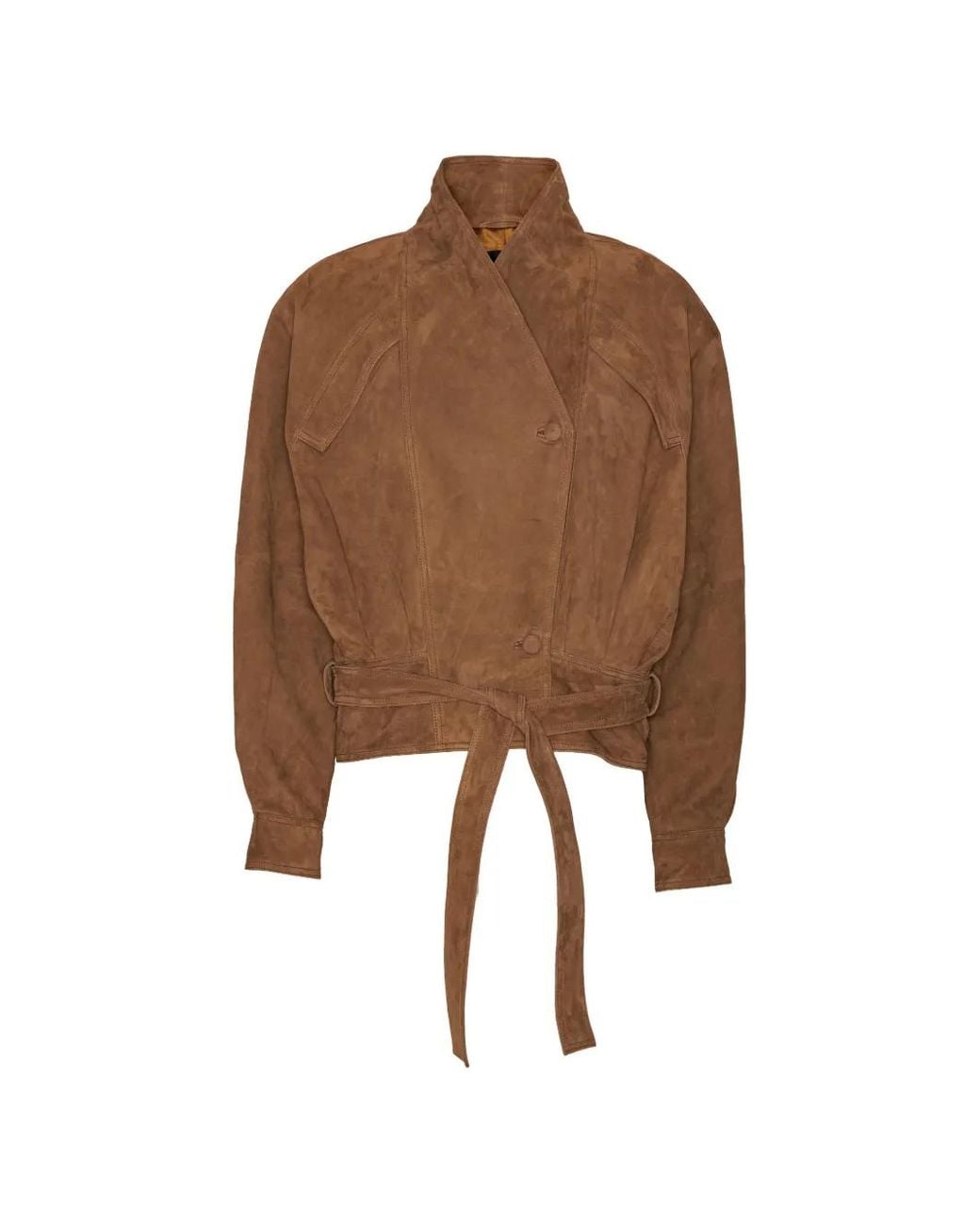 ROTATE BIRGER CHRISTENSEN Brown Suede Bomber Jacket