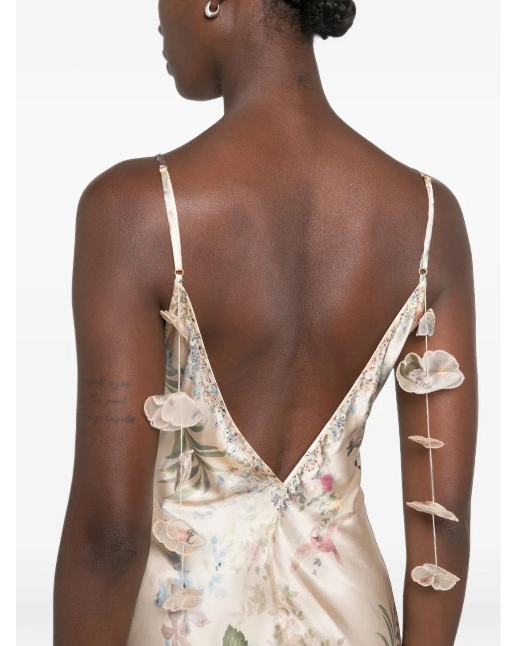 Camilla White Floral-Print Silk Maxi Dress