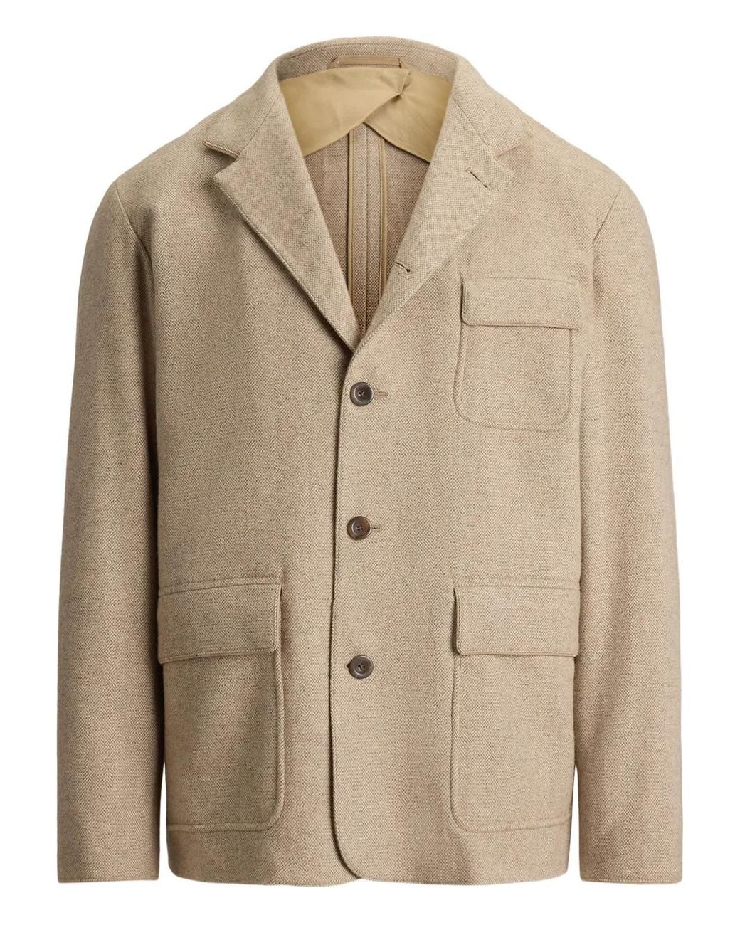 Ralph Lauren Natural Textured Flapped Pocket Jacket for men