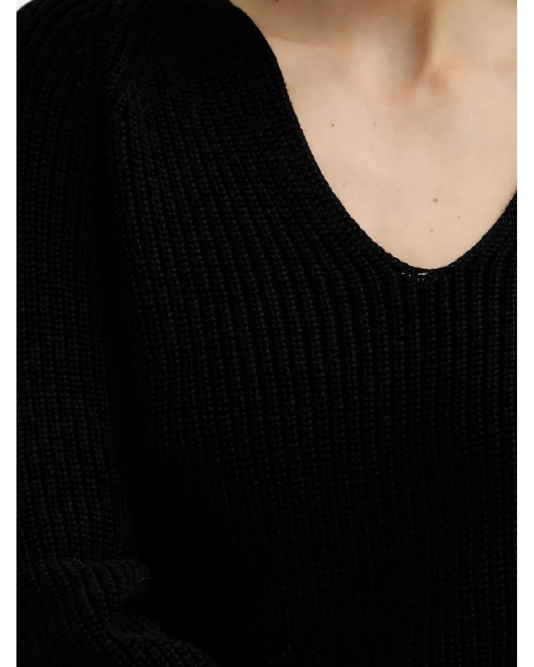 Marc O' Polo Black V-Neck Ribbed Sweater
